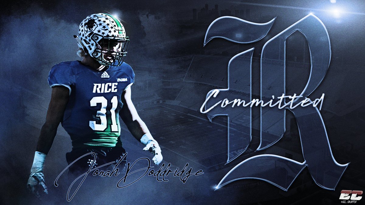 JonahDoddridge's tweet photo. After an amazing official visit and great talk with @mbloom11, I am truly honored and blessed to say I am COMMITTED TO RICE UNIVERSITY. Thank you to everyone who has helped me to reach my goal of playing FBS Division One Football while getting a world class degree🦉 https://t.co/oQF0jvSDFo