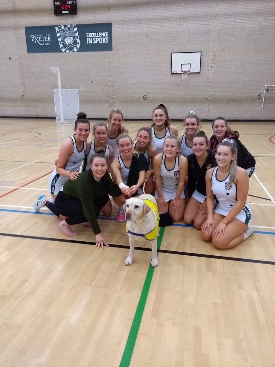 <a href="/exeternetball/">Exeter Netball</a> prem girls with molly the therapy dog after a great win against a tough <a href="/BillericayNC/">BSV Billericay NC</a> side. Good luck with the rest of the season. 
#bleedgreen 💚💖🖤