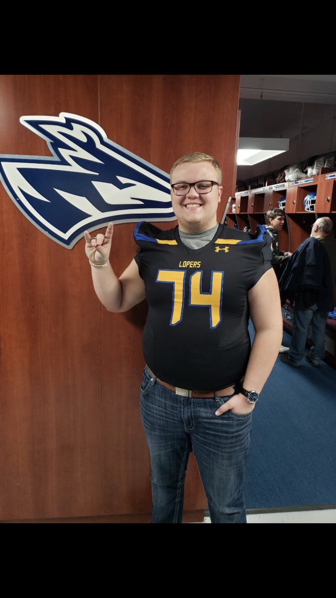 BPeterworth's tweet photo. Excited to announce I will be continuing my football and academic  career at the University of Nebraska at Kearney! Thank you to @Jake_Willrich and @CoachJoshLynn for this opportunity! Looking forward to getting to work! @UNK_Football #TheRise https://t.co/0eD15wpQnd