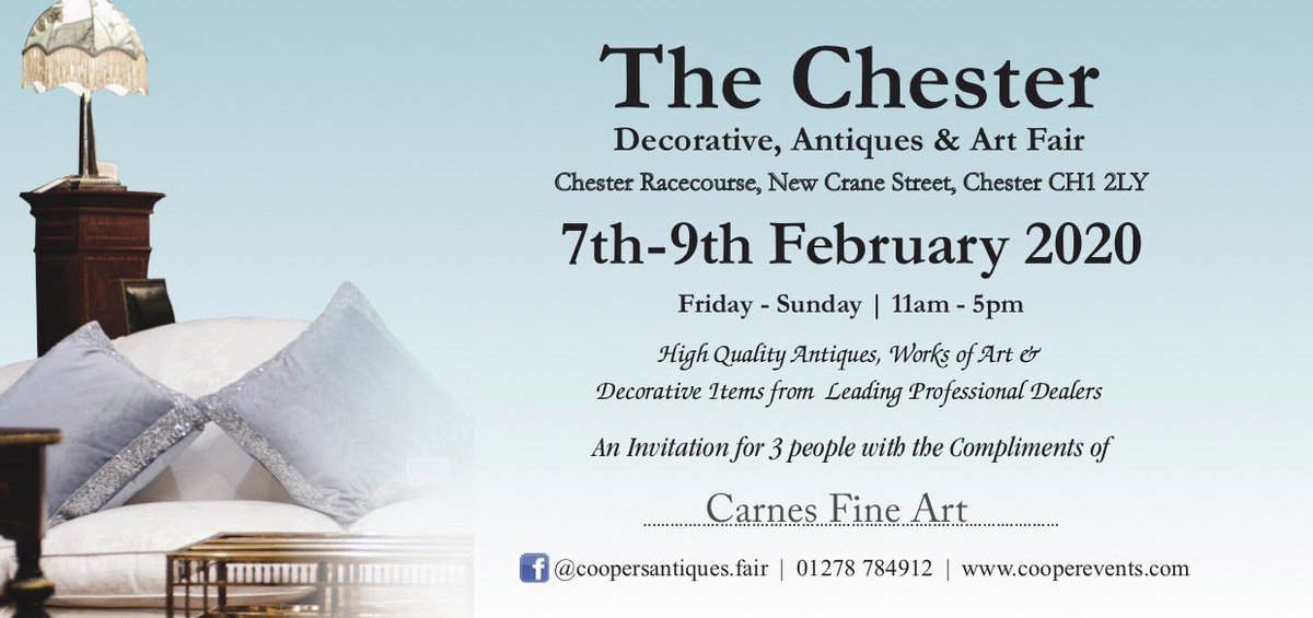 Next weekend Chester Decorative Antiques &amp; Art Fair 9-7 Feb. Please use the attached image for complimentary tickets to the event. #antiques #art #jewelry #collectibles #design #interiordesign #artforsale #antique #paintings #arts #collector #chester #cheshire #northwest #wales