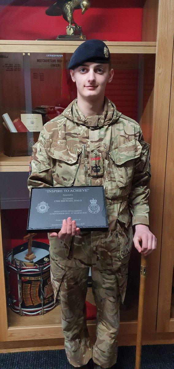 CoS_HSY's tweet photo. CSM Dalo ages out of the ACF next month and today he took the company parade for the final time. CSM Dalo was presented with an engraved slate as a leaving gift in order to remind him of his time with us.
@hsyacf1 https://t.co/4vSBJ300Gc