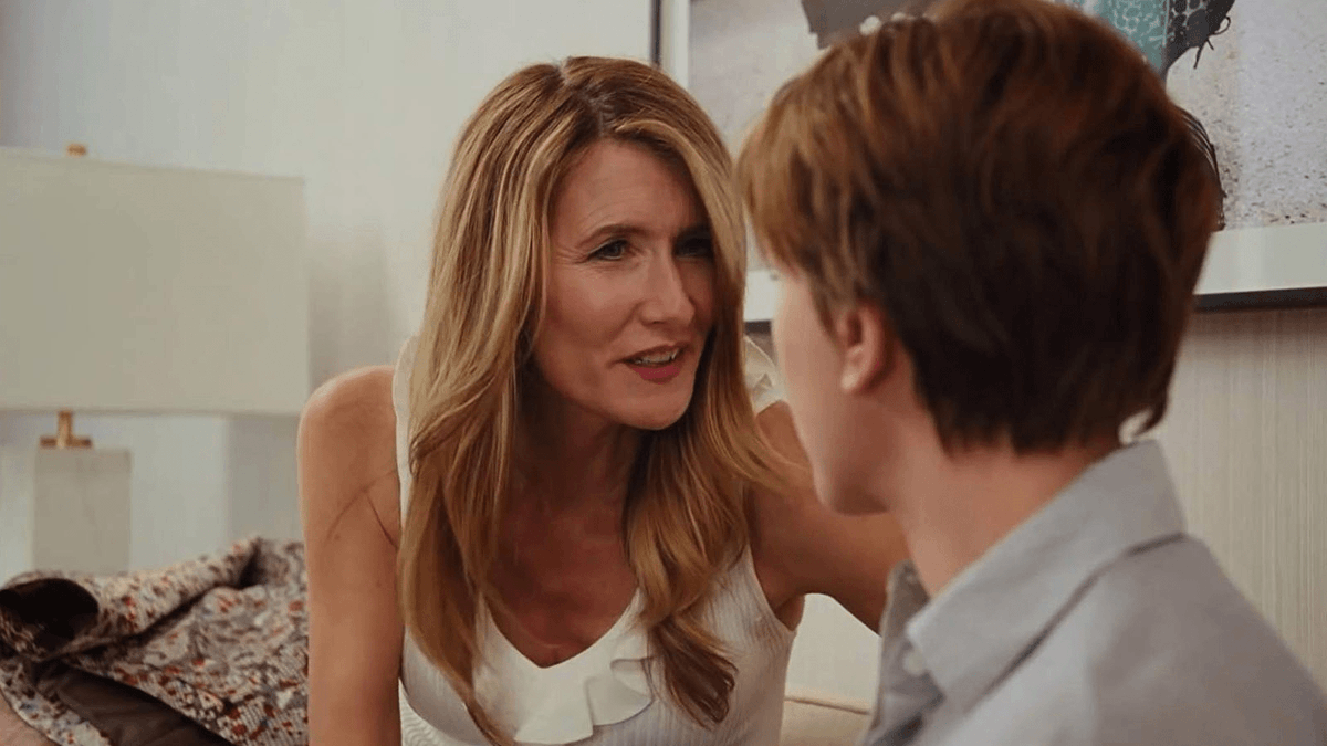 Photo still of actresses Laura Dern and Scarlett Johansson from the film, "Marriage Story".