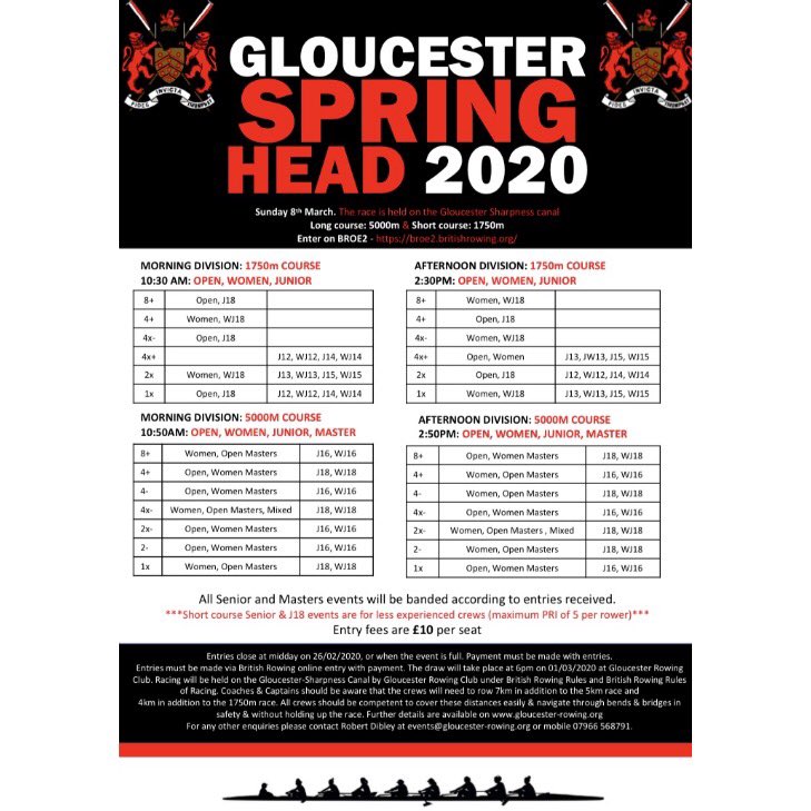 📣 ROLL UP. ROLL UP 📣

Entries now open for our Spring Head on Sunday 8th March! 

Full details available on our website (link in bio) 

See you on the water 🚣‍♂️
