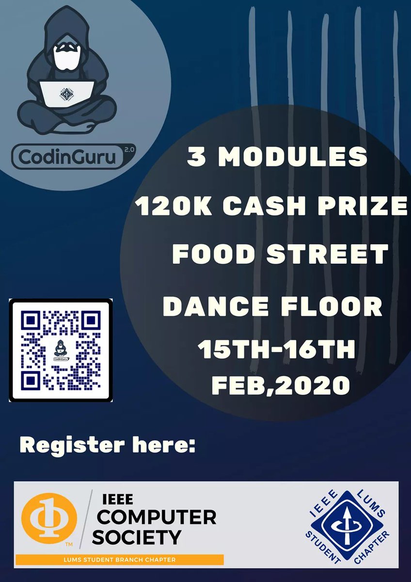 ieeelums's tweet photo. Calling out all CodinGurus
#CodinGuru #LUMS https://t.co/Ta79wHMhtA