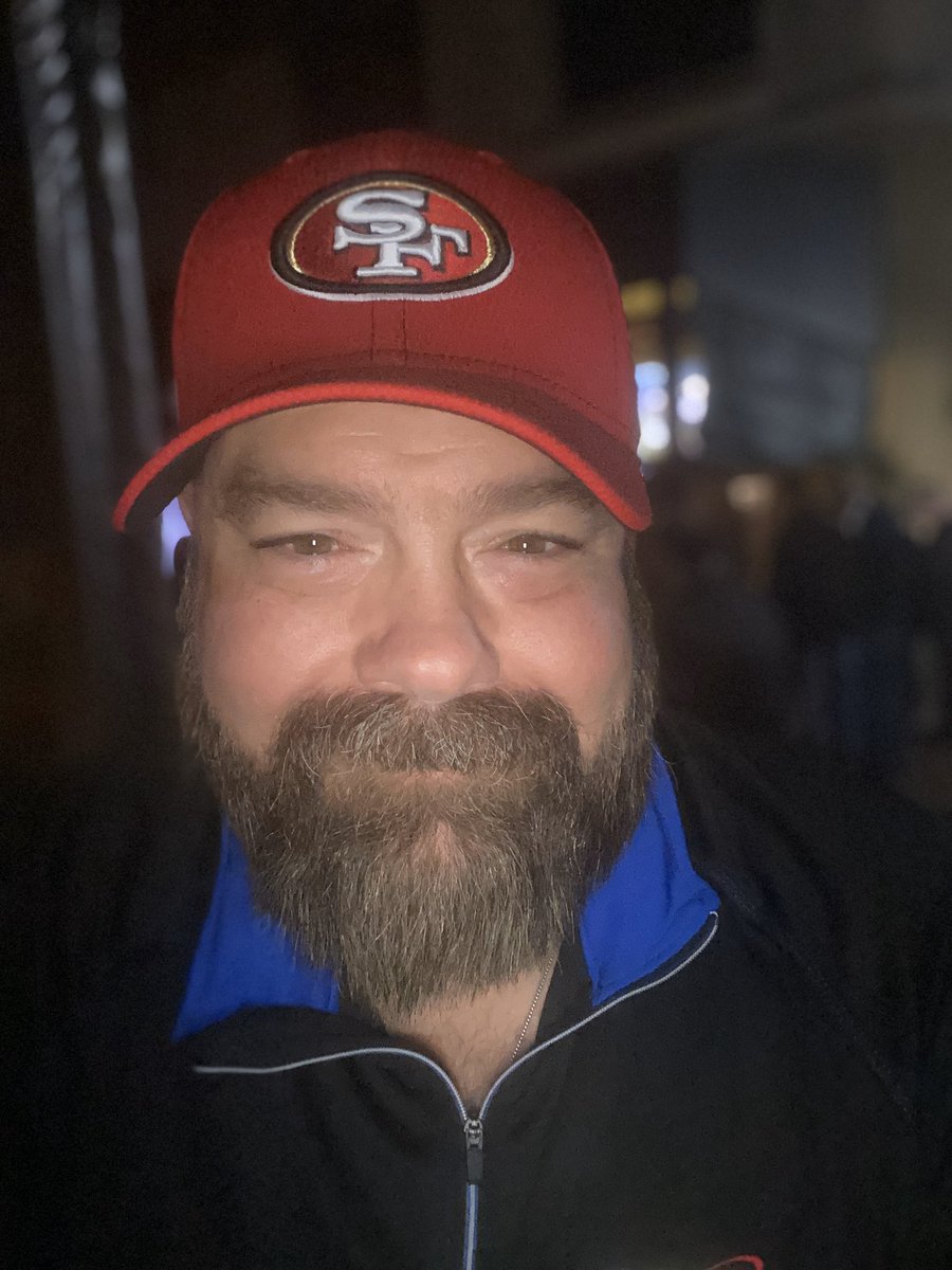 At a Super Bowl party outside the stadium. First time in the US for a Super Bowl