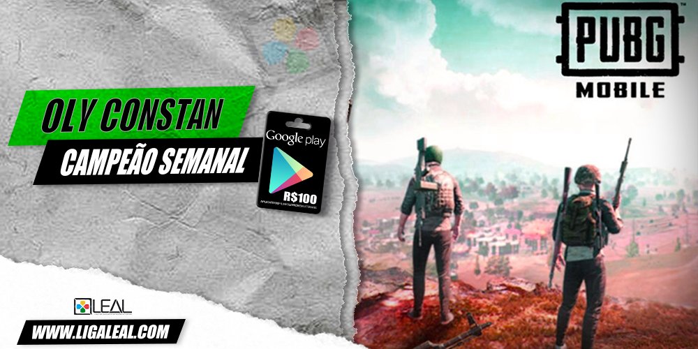 Parabéns OLY๛Constan! Campeão semanal do Ranking de PUBG mobile Solo Battleroyale! Faturou R$100,00 em Google Play Gift Card nesse domingo! #pubgmobile #pubgesports #esportsmobile #pubglatam #pubgbr #pubgbrazil #pubgbrasil #ligaleal #battleroyale #pubgsolo