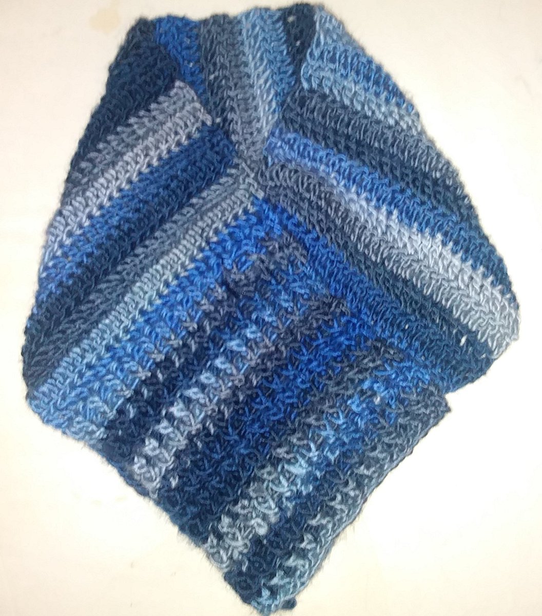 Stripy blue button cowl