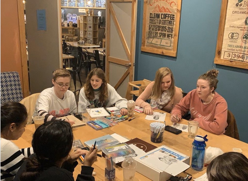 Mizgibson's tweet photo. Shoutout to our #CreativeArts LEAD Action Team for organizing a successful #ArtsEvening at the #Coffeeshack on Friday! Can’t wait to see what they do next! https://t.co/wz0NF6aGfK