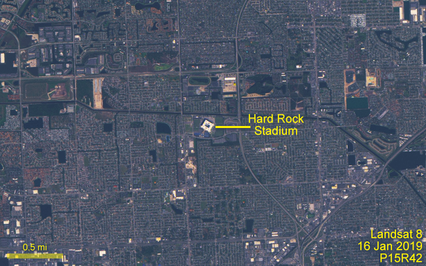 Landsat image of the Hard Rock Stadium