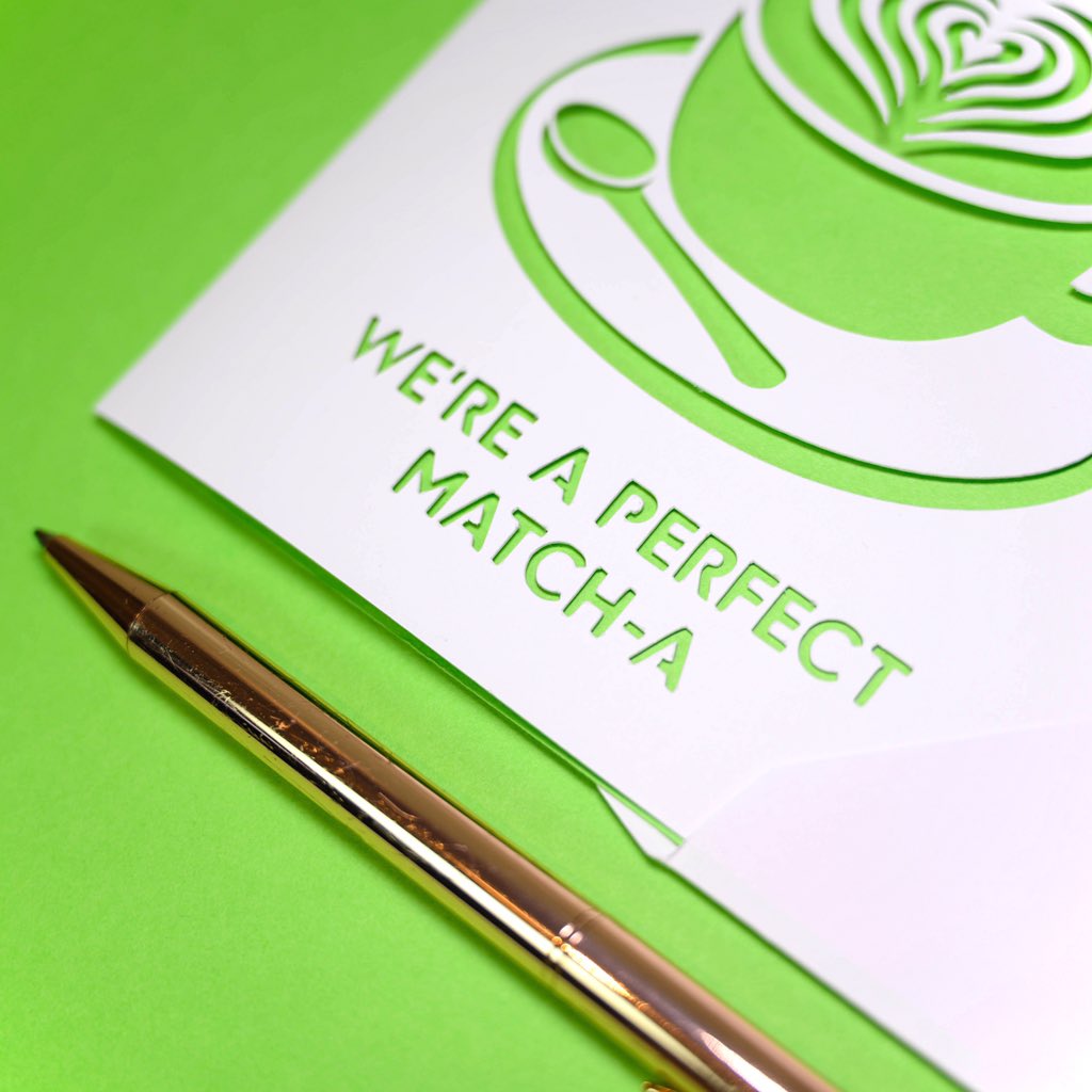 paper_tone's tweet photo. Another week, another new Valentine’s design! 

Check out my matcha-inspired papercut card over at https://t.co/FuWrmB0Kq3 🍵💚

 #HandmadeHour #greentea #ValentinesDay2020 #SmallBiz https://t.co/3fJjyYDJtY