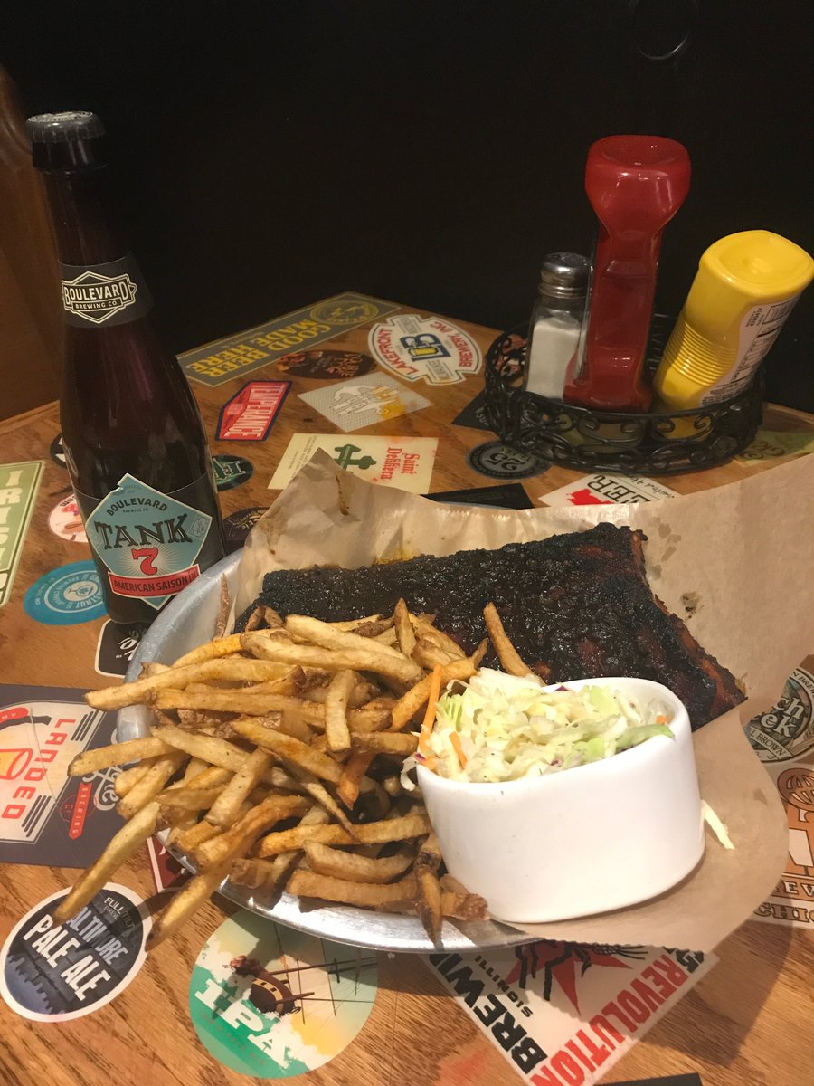 And for Kansas City: Ribs with Kansas City-style BBQ Sauce, served with fries and slaw ($15), and some <a href="/Boulevard_Beer/">Boulevard Brewing Co.</a> Tank 7 Saison ($5)