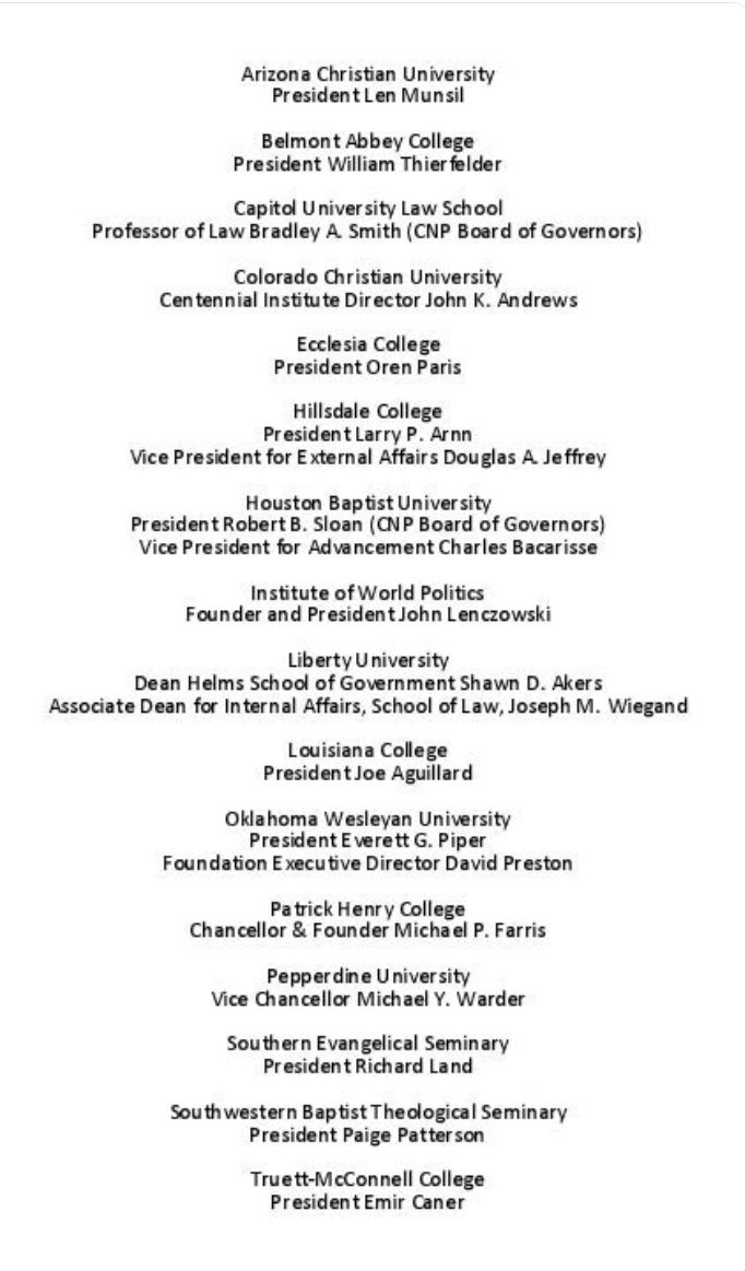 Higher Education & the CNPThis list of 20 college and university officials at 16 schools who are also members of the Council for National Policy ( #CNP) gives a sense of how far the group has reached into conservative academia, particularly religious institutions  #HigherEd