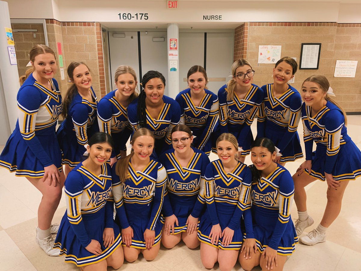 MercyHighCheer's tweet photo. Millard West Showcase! 💙💛 https://t.co/4rPlTchB8b
