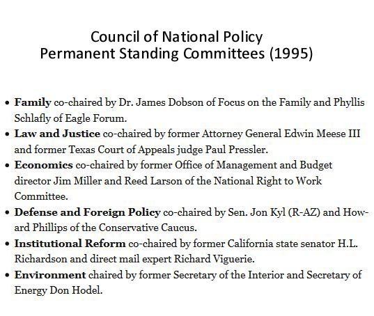 Like  #ALEC,  #CNP Action has Standing Committees where members work to influence crucial public policy decisions. No writing model bills but they 'formulate strategies and execute plans to make a difference on the issues where we can have a real impact.'  http://www.talk2action.org/story/2006/7/31/94353/6835