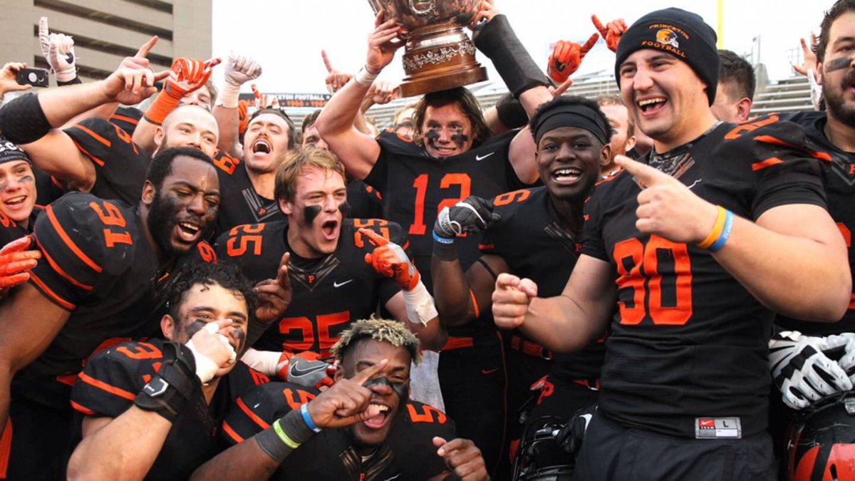 Princeton Football players celebrate winning the Ivy League championship in 2018
