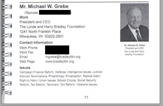 I previously noted how the the links between the  #KochBrothers and the Council for National Policy ( #CNP) show no real relationship, many members of the  #KochNetwork are CNP Members. Two very important members are Michael Grebe of the  #BradleyFoundation and Tim Phillips of  #AFP