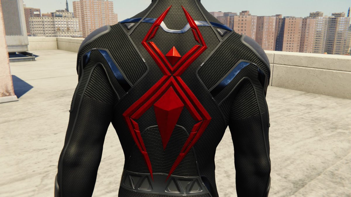 ◦ Dark Suit ◦⌁ suit power: none⌁ introduced in the comics in 2016⌁ felicia hardy gifts it to peter in the game⌁ more claws, fitting this time seeing as who gave it to him⌁ the spider logo annoys me for some reason⌁ still pretty cool