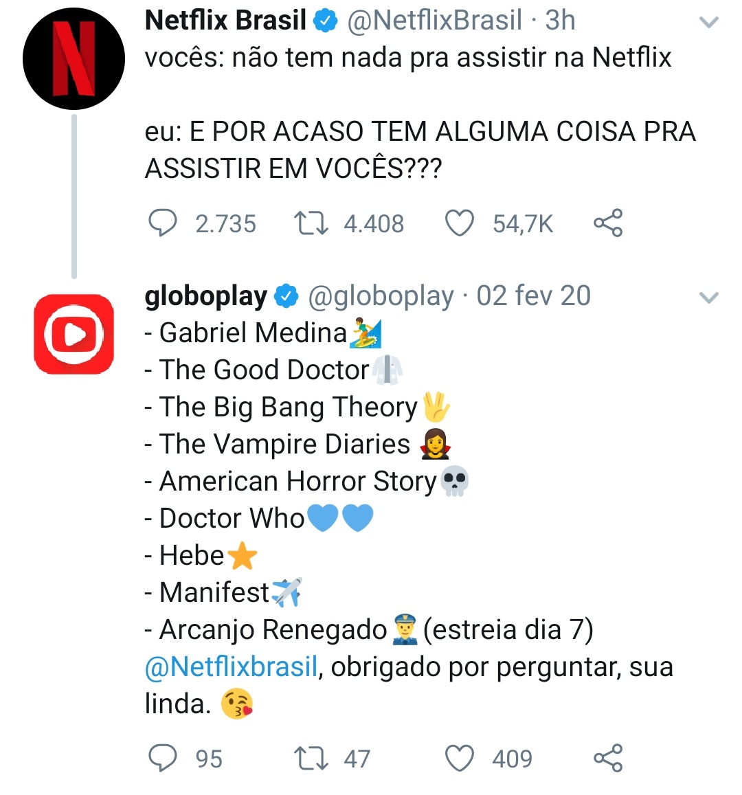 Séries TV Show BR on X: a globoplay usando a Netflix pra dar