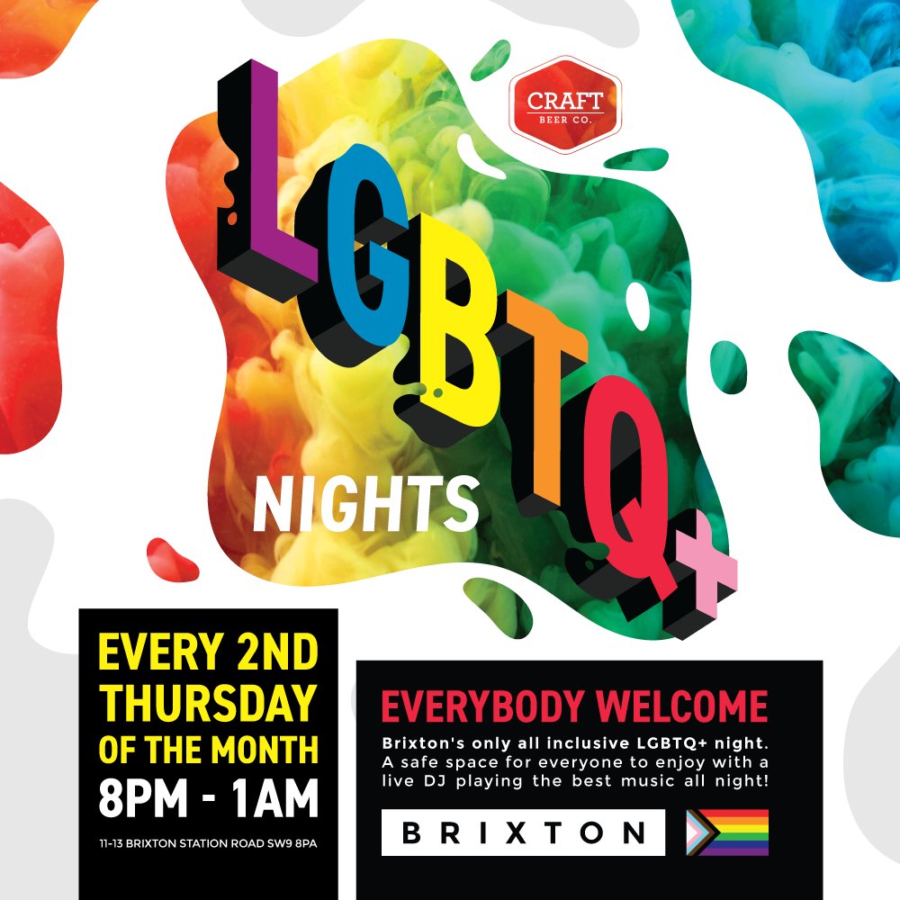 CraftBeerCoSW9's tweet photo. BRIXTON!

Come down for our first all inclusive LGBTQ+ night on Thursday 13th Feb at 8PM.

FREE ENTRY
DJ FROM 8PM https://t.co/ZRbvMSPDgp
