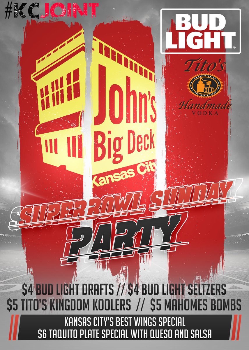 DJNickNiemeier's tweet photo. Alright #KansasCity let’s do this! #SBLIV watch party downtown #KCMO at #JohnsBigDeck! I’m spinning on the second floor following the game until 2:30am!
#ChiefsKindgom https://t.co/o0PWAJ7b3y