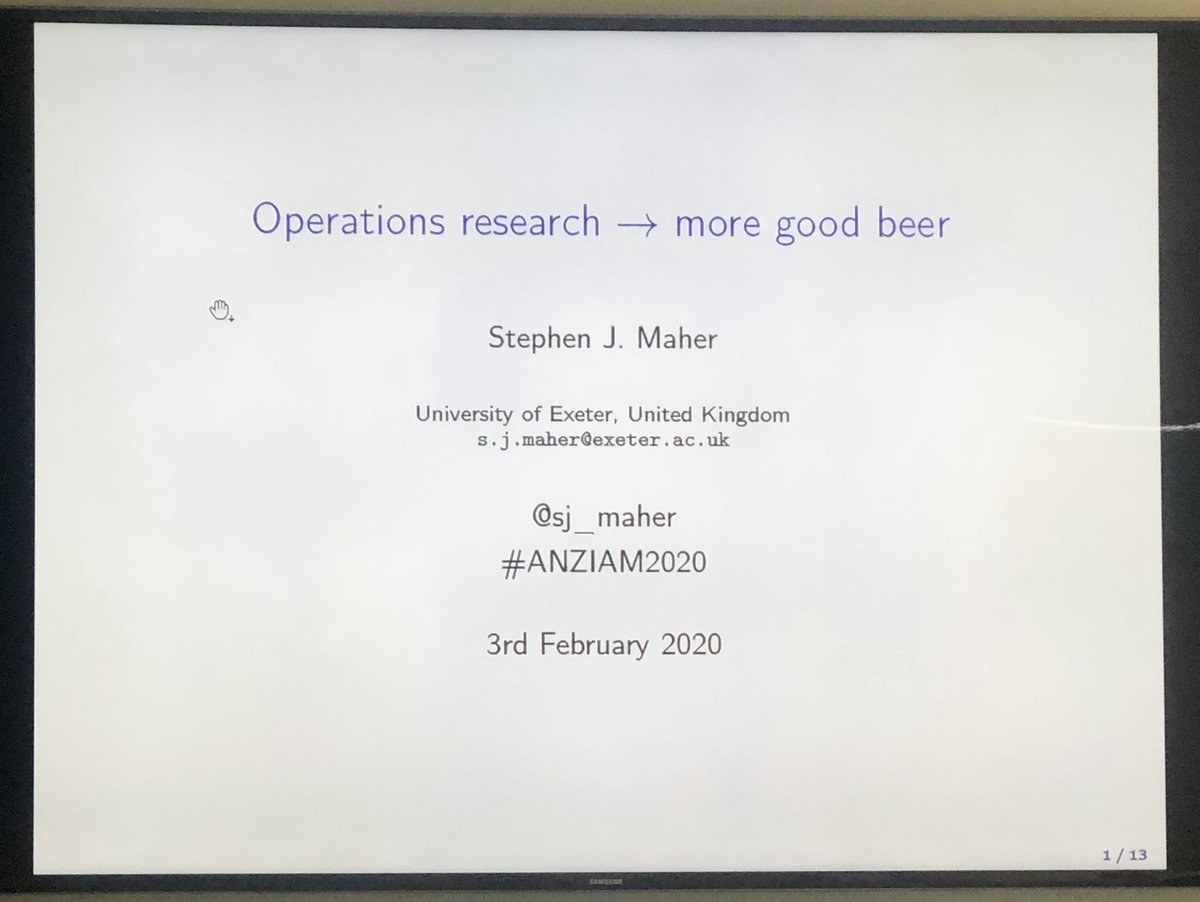nomad_penguin's tweet photo. Iโm here for the integer programming formulation. Honest. #ANZIAM2020 https://t.co/27QHxEEmar