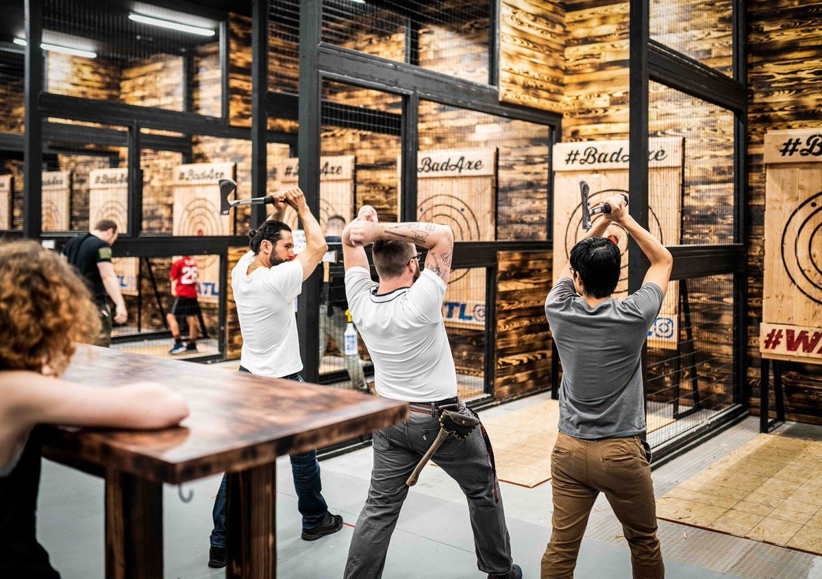 Located on the first floor, find @badaxethrowing club where yes, you can th...