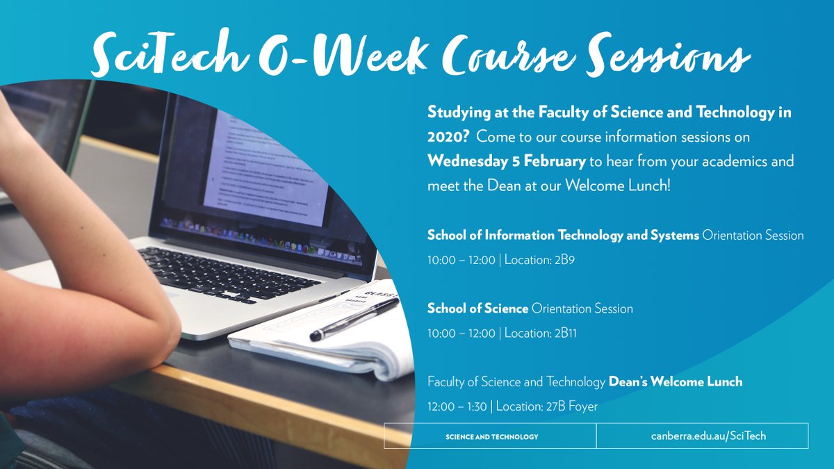UC Faculty of Science and Technology (@ucscitech) on Twitter photo It’s O-week at <a href="/UniCanberra/">University of Canberra</a>!! If you are studying Science or Technology in 2020 come to our Course Advice Sessions this Wednesday to hear from our academics! For more info check out: canberra.edu.au/future-student… #WeAreUC It’s O-week at <a href="/UniCanberra/">University of Canberra</a>!! If you are studying Science or Technology in 2020 come to our Course Advice Sessions this Wednesday to hear from our academics! For more info check out: canberra.edu.au/future-student… #WeAreUC