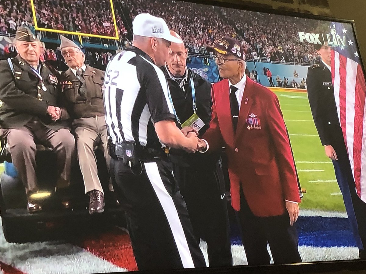 SusieEllison3's tweet photo. Alabama being represented at the Super Bowl! #tuskegeeairmen! Thank you for your service, Charles E. McGhee https://t.co/iC5BpW9P4n