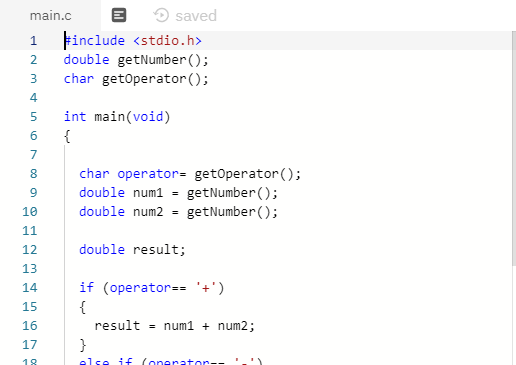 Code snippet getting started with the C programming language