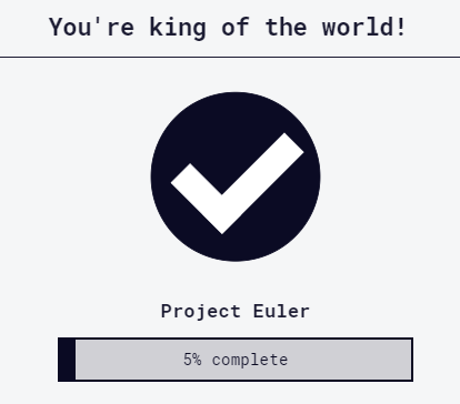 Celebratory message received when completing a challenge on the freeCodeCamp platform