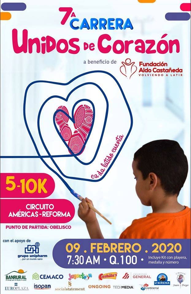 maratonguate's tweet photo. Carrera Unidos de Corazón - 9 de febrero - A beneficio de Fundación Aldo Castañeda 💬🏃👟❤ ❤ 💕 - https://t.co/zYoZBDjQvD #MaratonGUATE #Unipharm https://t.co/636CK0cXWX