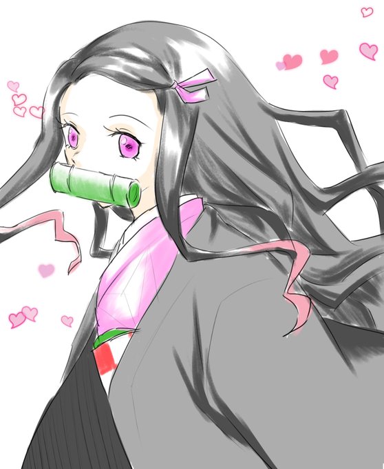 いすず悠🎨イラストレーターさんがTwitterに投稿した竈門禰豆子(鬼滅の刃)のイラスト。