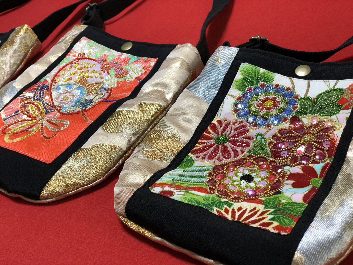 Waraku Pa Twitter 京都 体験工房和楽 和雑貨 リメイク和雑貨 西陣織 バック ショルダーバッグ 東寺弘法市 ビーズ作家の同級生にお願いして製作してもらった西陣織とビーズ刺繍のショルダーバッグ ちょっと大きめのポシェットって感じです めっちゃ素敵です