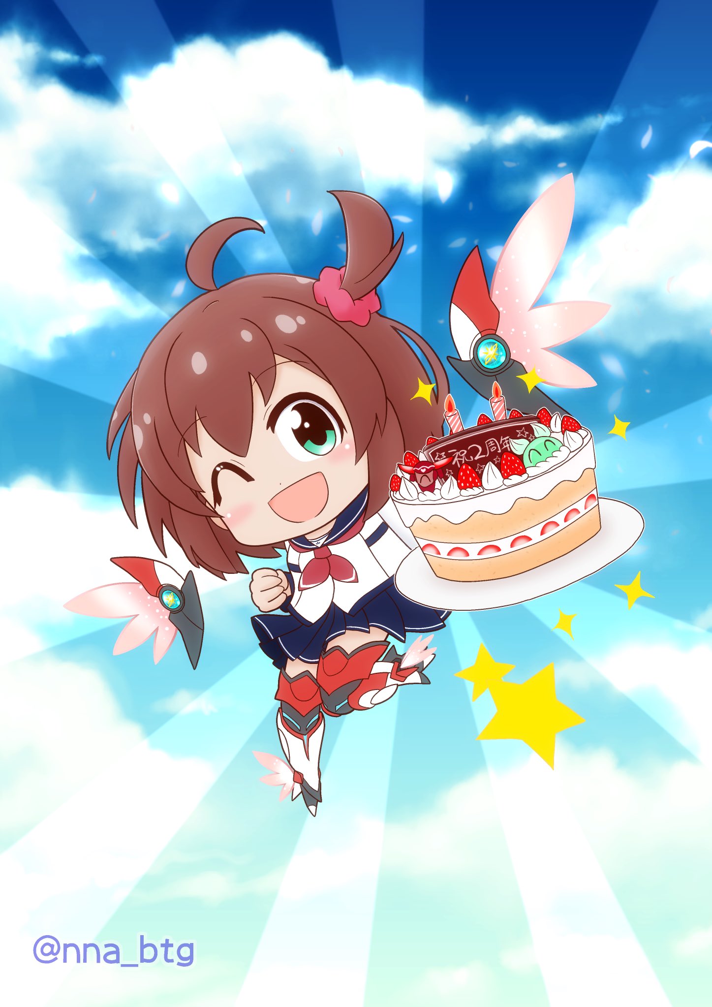 レオン先生 星守クラス担任 アリスギア2周年 記念イラスト完成迄の繋ぎ 今日はみきをアップ 2周年のお祝いに ケーキを作ってきてくれたみたいです ケーキに乗ってるクリオス ゲルはちゃんと食べれますw アリスギア アリスバトガコラボ バトガ