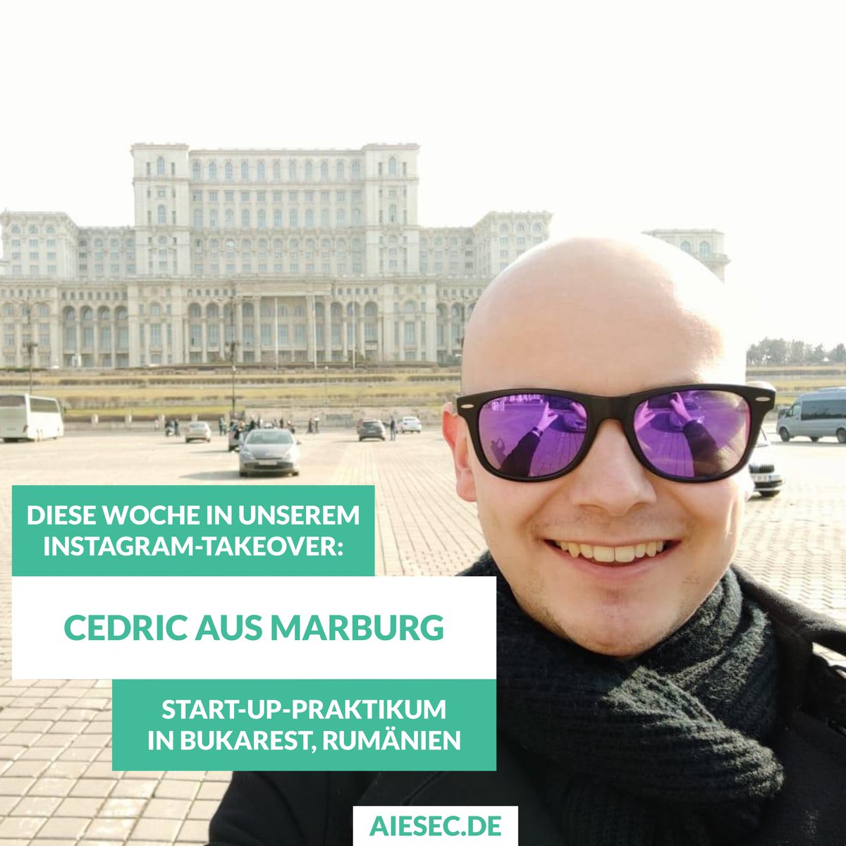 Diese Woche ist Cedric aus Marburg dran! 😍
Er macht ein Start-Up-Praktikum für mehrere Wochen in der rumänischen Hauptstadt: Bukarest! Dort arbeitet er in einer HR Agentur.

Klingt gut? Dann schau bei unser IG-Profil 👉🏼aiesecde diese Woche rein!