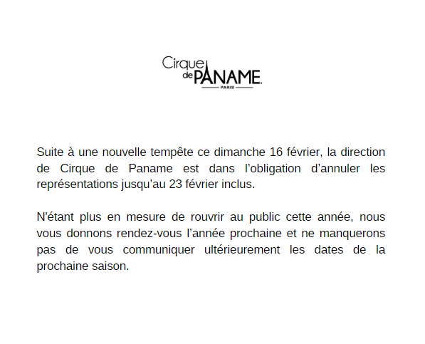 CirqueDePaname's tweet photo. Communiqué de presse du lundi 17 février 2020 #CirqueDePaname https://t.co/lNesW9LCwS