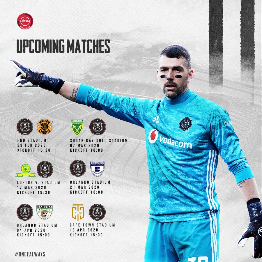 orlandopirates's tweet photo. ☠🧤 SAVE THE DATES 🧤
✔ Latest News 📰
✔ Fixtures &amp; Results ⚽️
✔ Exclusive Interviews 🎙
✔ OPTV 📺
✔ LIVE Stats 📊
✔ Pirates Shop 🛒
💀 Download the @orlandopirates App
📲 Play Store 👉🏾 https://t.co/tmPdezr188
🍏 App Store 👉🏾 https://t.co/HBeeXrJBj1
⚫⚪🔴⭐
#OnceAlways https://t.co/KS1NjFEJAd