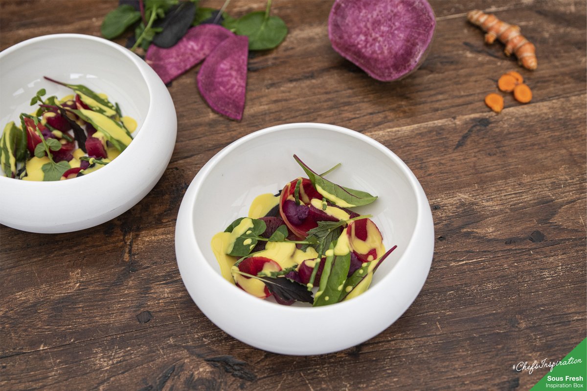 SousFresh's tweet image. ⭐Inspiration box recipe 3!

Chef Wesley Sijbers form catering Ria Joosten creates a colorful salad from these beautiful products. 

Salad of the Wiesenkrautermix / puffed red meat radish / aromatic turmeric beurre blanc

Share your creation with #chefsinspiration

#redmeatradish