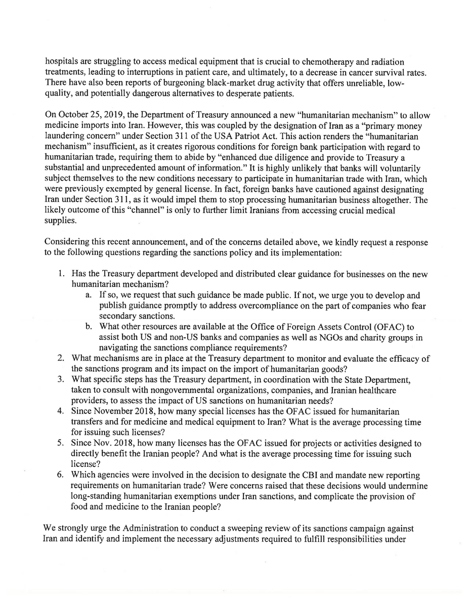 20)NIAC uses its foothold in Congress to issue such letters by  @Ilhan,  @RepBarbaraLee &  @RepRaulGrijalva that was probably drafted by Iran's mullahs. They're objecting to "the designation of Iran's Central Bank under terror authorities."