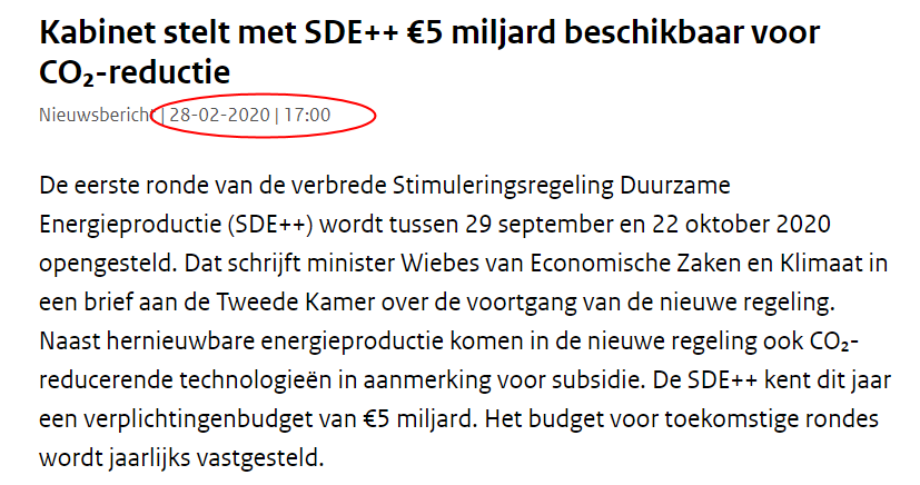 Polder_PV's tweet photo. Nieuwsbericht van "Verbrede #SDEplusplus" regeling najaar 2020 (met 5 miljard Euro budget) is vandaag, 17 feb. 2020, reeds in de toekomst gedateerd ... @LennertGoemans Tik van #stormDennis in Den Haag ? #dtv https://t.co/R4rajtr0QU https://t.co/LXs5Uz14PF