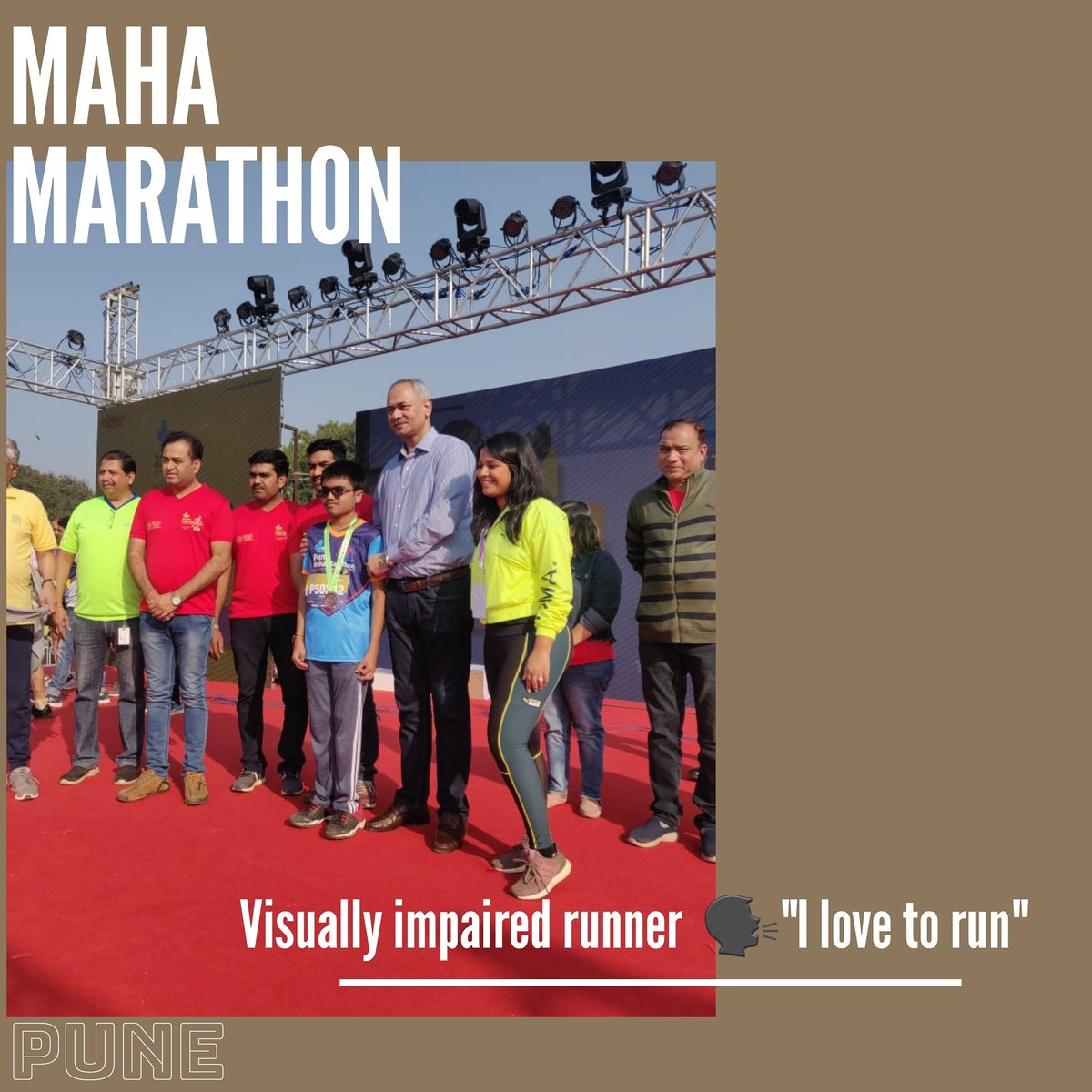 MahaMarathon's tweet photo. The Visually impaired runner added, "Running makes me happy". It's a joy to watch people enjoy the event! 

#Lokmat #CrossTheLine #MahaMarathon #PuneCity #PuneMahaMarathon2020 #LokmatMahaMarathon #IndianOil #KotakBank #2020Marathon #Marathon #VTPRealty https://t.co/dGxFkH80y2