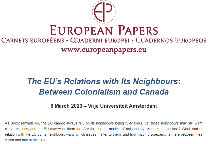 PirkerBenedikt's tweet photo. Great #EuropeanPapers event on 6 March in Amsterdam, "EU relations with neighbours: between colonialism and Canada". Join us if you can! #EUexternalrelations
https://t.co/b9wMGFlvAL https://t.co/LbBJiGb00s
