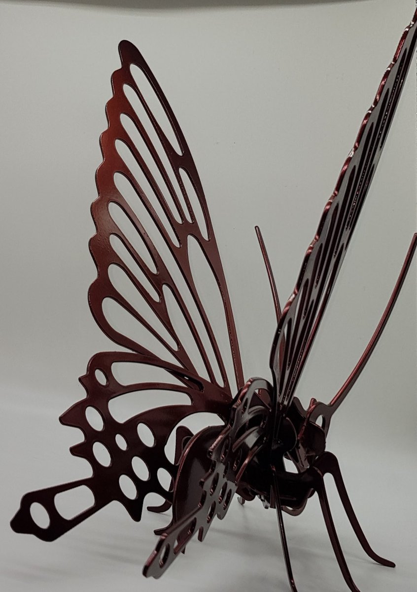 WestEngineer's tweet image. This is our smaller 3D Butterfly that stands 29cm High.  We have a few of these in stock ready to fly off the shelves!  This is a new Colour Red Larva. £40 Each - please enquire if you are interested. #3dbutterfly  #redlarva #lasercutting