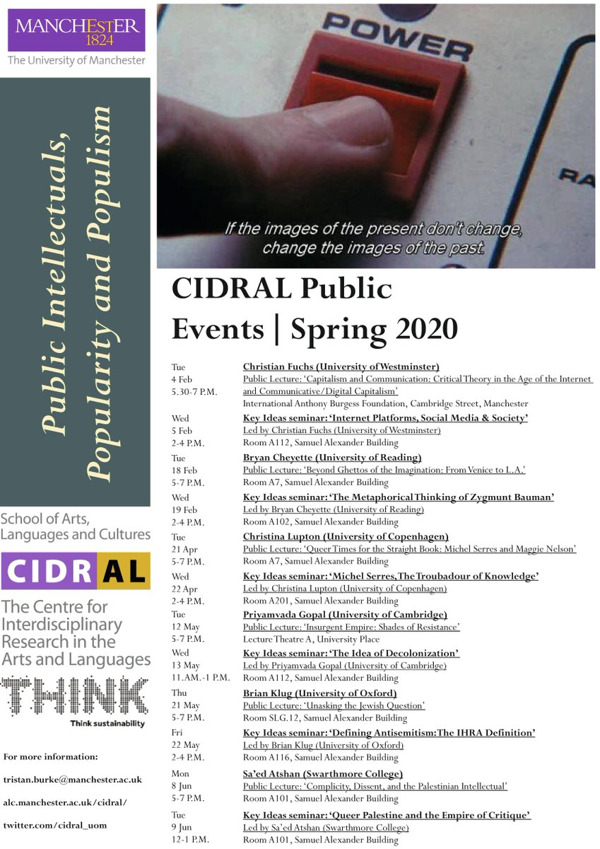 We're pleased to announce our full programme for Spring 2020, starting with a public lecture from Bryan Cheyette (University of Reading): 'Beyond Ghettos of the Imagination: From Venice to L.A.', on 18 February Find details of the full programme at: ow.ly/vzXx50yjtic