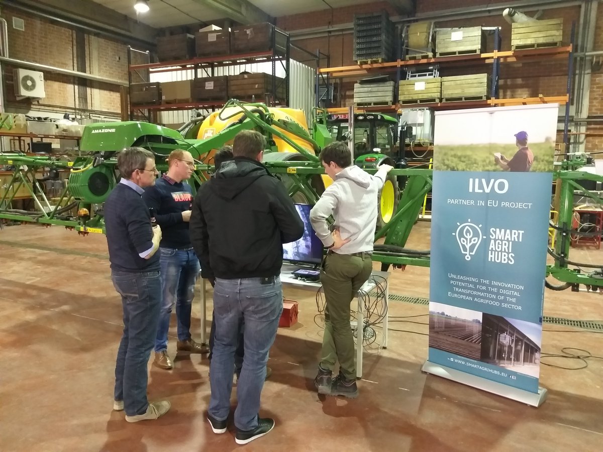 SmartAgriHubs's tweet photo. Demo event of FIE AI 4 AGRICULTURE: a nice collaboration between several stakeholders and the Living Lab Agrifood Technology of ILVO!
#weed #potatoes #artificialIintelligence #deeplearning #LLAgrifoodTech #Flanders #drones 
@ILVOvlaanderen @robovision @exobotic @imec_int https://t.co/amaEnxW95U