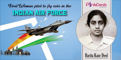 PinkDeskOrg's tweet photo. Harita Kaur Deol is the first woman pilot to fly solo for the Indian Air Force. Her first flight was when she was 22 years old was on September 2, 1994. Wow! #Respect 🙏🏻

Visit: https://t.co/Jx7I84bqW2
.
.
#First_Woman_In_India #AllWomenCan. 
#WomenArchives https://t.co/pNuDL1qxtK