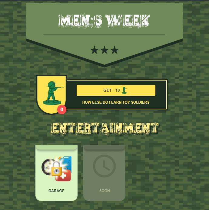 galaxy_en's tweet photo. Valentine's Day is over, but Galaxy events are in full swing!
Welcome our new one - Men's Week 🚗 
You can already play the new game and don't forget to collect your toy soldiers ;) #galaxychat https://t.co/H3mKEkEC4v
