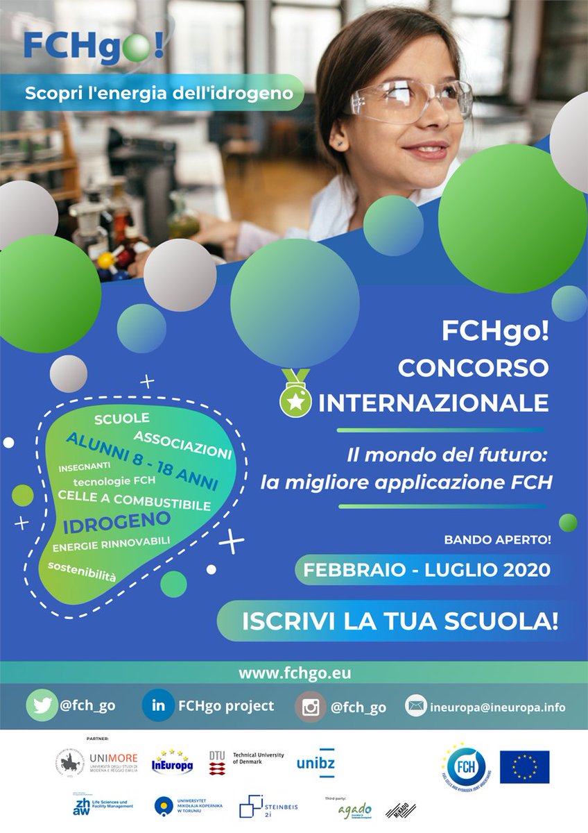 InEuropa_UE's tweet photo. 📣FCHgo! DA OGGI APERTO IL CONCORSO!
Partecipa con la tua scuola ed immagina con noi un futuro ad idrogeno!🌱
🔵https://t.co/ZRE6dNDd1C🔵
#horizon2020 #FCHgo #fuelcells #EUfunding #scuole #science #hydrogenenergy #fch_ju #FCH #internationalcontest #internationalaward #call https://t.co/MkpZ9lgSGo