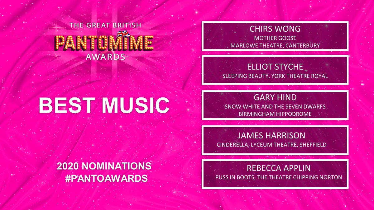 Best Music 2020 nominations! Congratulations! #ChrisWong <a href="/marlowetheatre/">The Marlowe Theatre</a> <a href="/elliotstyche/">Elliot Styche</a> <a href="/YorkTheatre/">York Theatre Royal</a> <a href="/GhMusicLtd/">Gary Hind</a> <a href="/brumhippodrome/">Birmingham Hippodrome</a> <a href="/JamesHarrisonMD/">James Harrison</a> <a href="/SheffieldLyceum/">SheffieldLyceum</a> @beckyapplin @ChippyTheatre