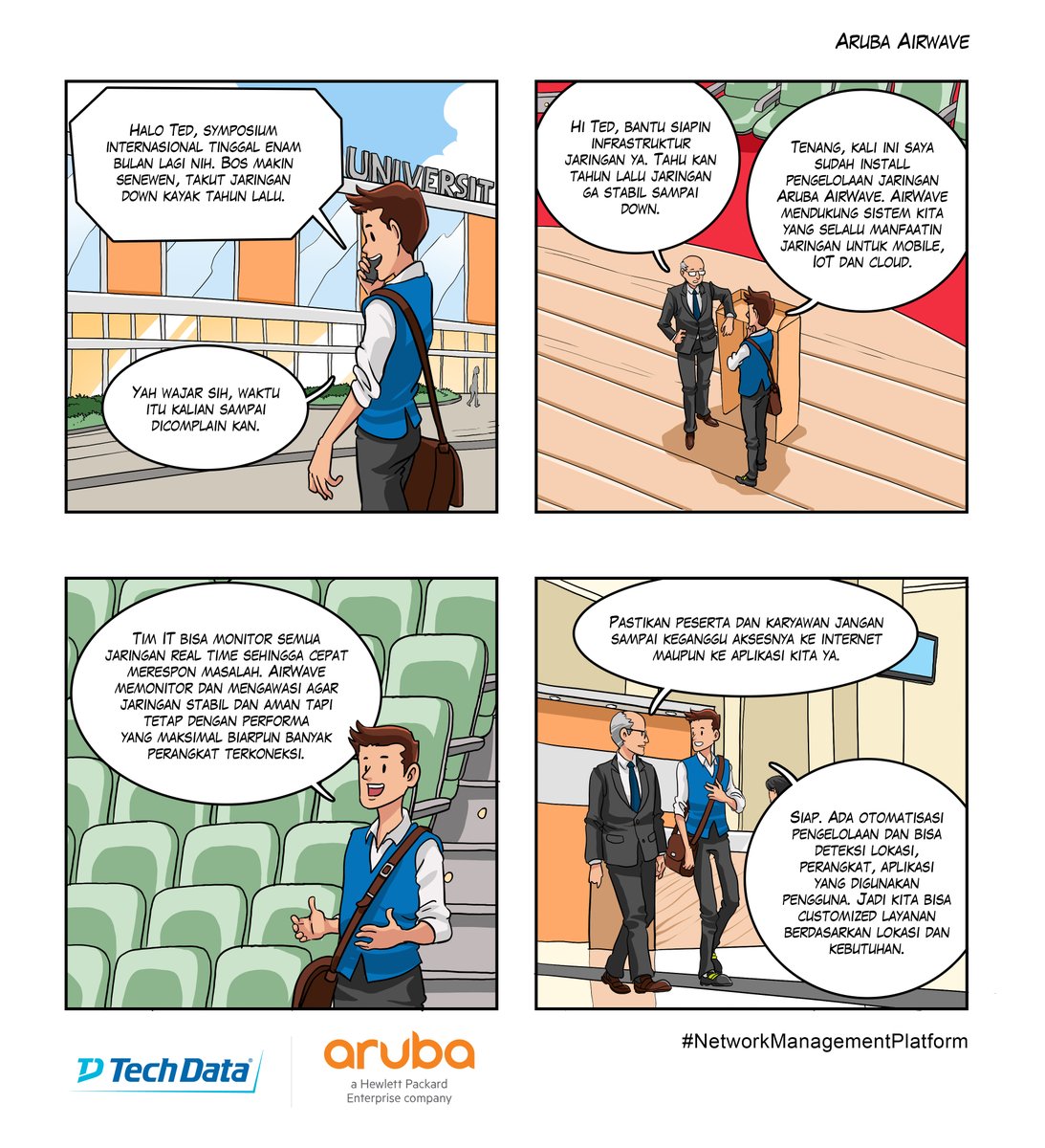 TechDataID's tweet image. #AirWave memastikan kualitas dan status jaringan secara real-time. Dengan pembagian jaringan staf dan tamu, sistem tetap aman dan stabil sehingga performa tetap maksimal. #NetworkManagementPlatform @ArubaNetworks @ArubaAPAC